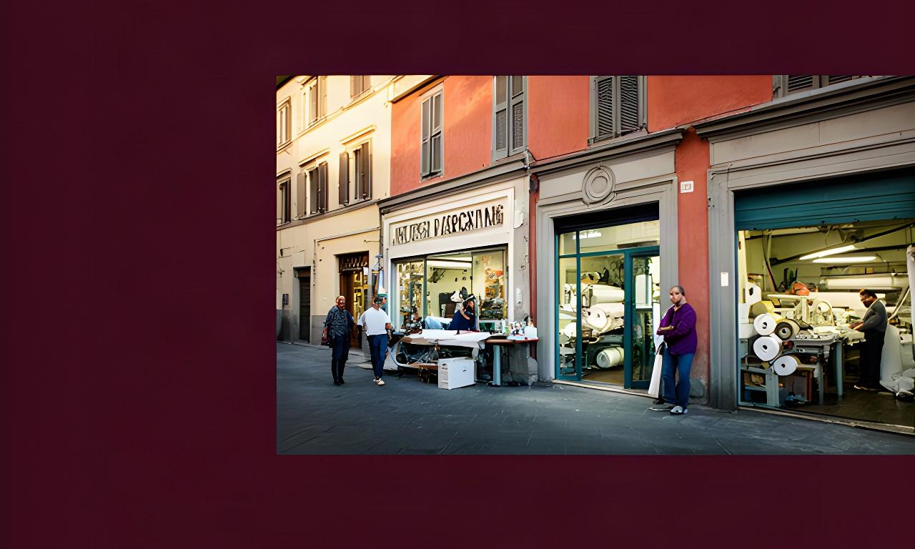 Via commerciale di Prato con una bottega artigiana e un laboratorio tessile in attività
